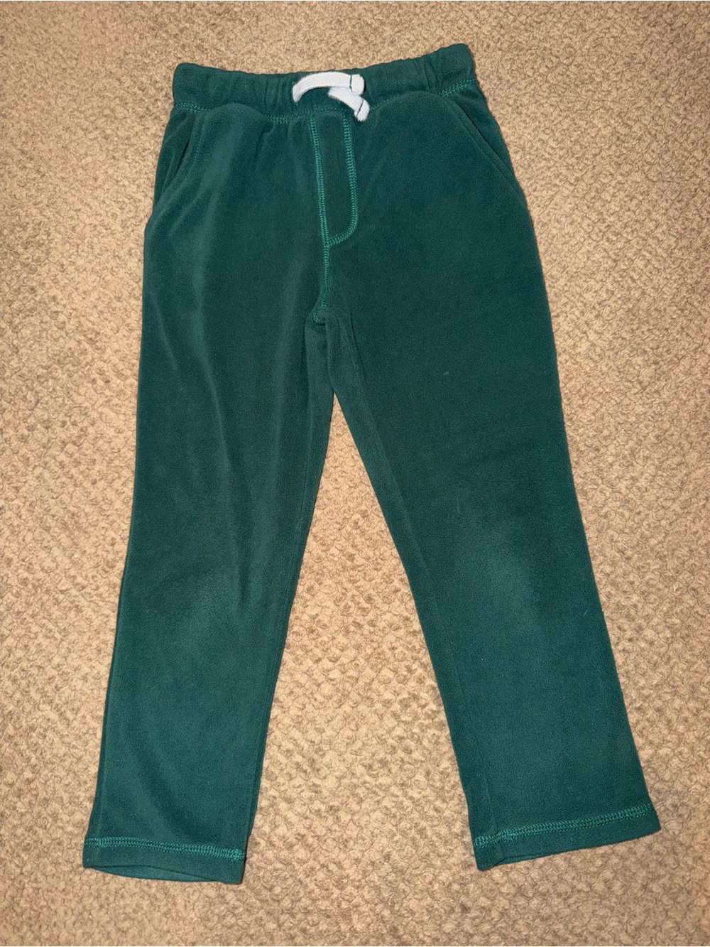 Carter's Kid’s Hunter Green Cozy Fleece Pants with Elastic Waist Drawstring - 4